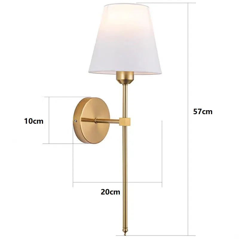 American Industrial Style Wall Lamp Fabric Lampshade Bedroom Bedside Sconces Retro Bathroom Night Light Fixture Home Decoration