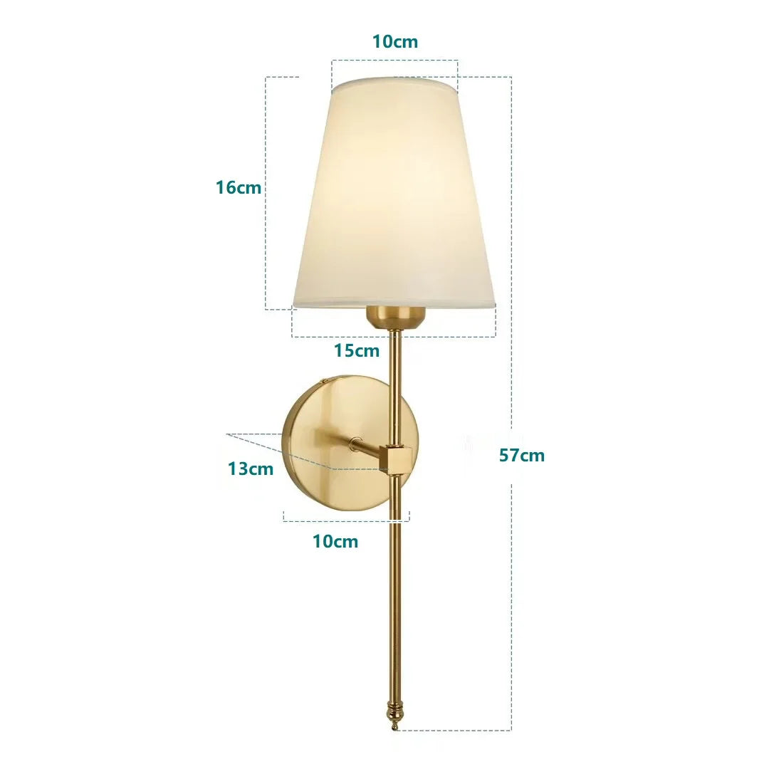 American Industrial Style Wall Lamp Fabric Lampshade Bedroom Bedside Sconces Retro Bathroom Night Light Fixture Home Decoration