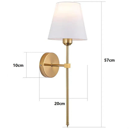American Industrial Style Wall Lamp Fabric Lampshade Bedroom Bedside Sconces Retro Bathroom Night Light Fixture Home Decoration