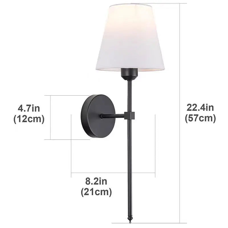 American Industrial Style Wall Lamp Fabric Lampshade Bedroom Bedside Sconces Retro Bathroom Night Light Fixture Home Decoration