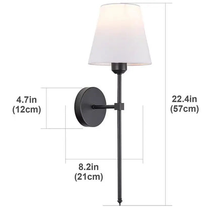 American Industrial Style Wall Lamp Fabric Lampshade Bedroom Bedside Sconces Retro Bathroom Night Light Fixture Home Decoration